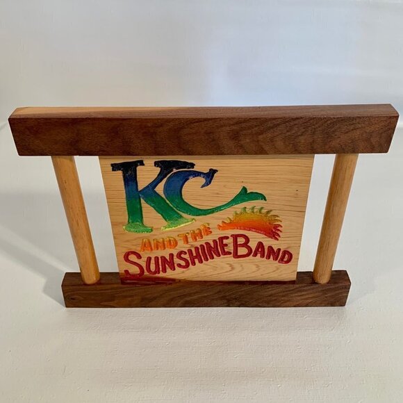KC and The Sunshine Band Wood Sign Plaque 70's Rock Colorful Wooden Wall Art 10" - Picture 2 of 8